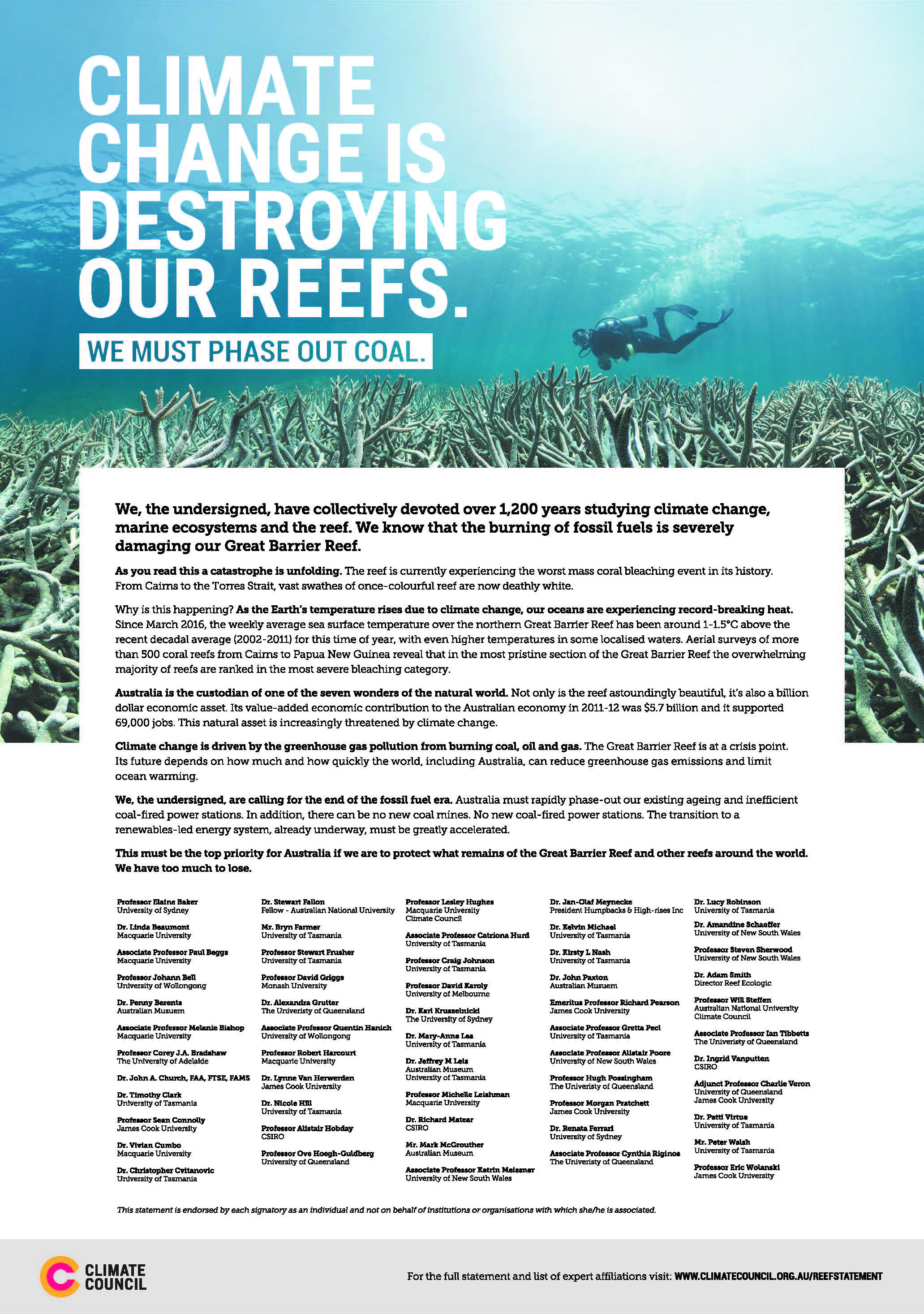 Climate change is destroying our reefs. We must phase out coal ...