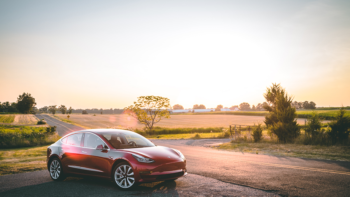 Photo of electric vehicle at sunset