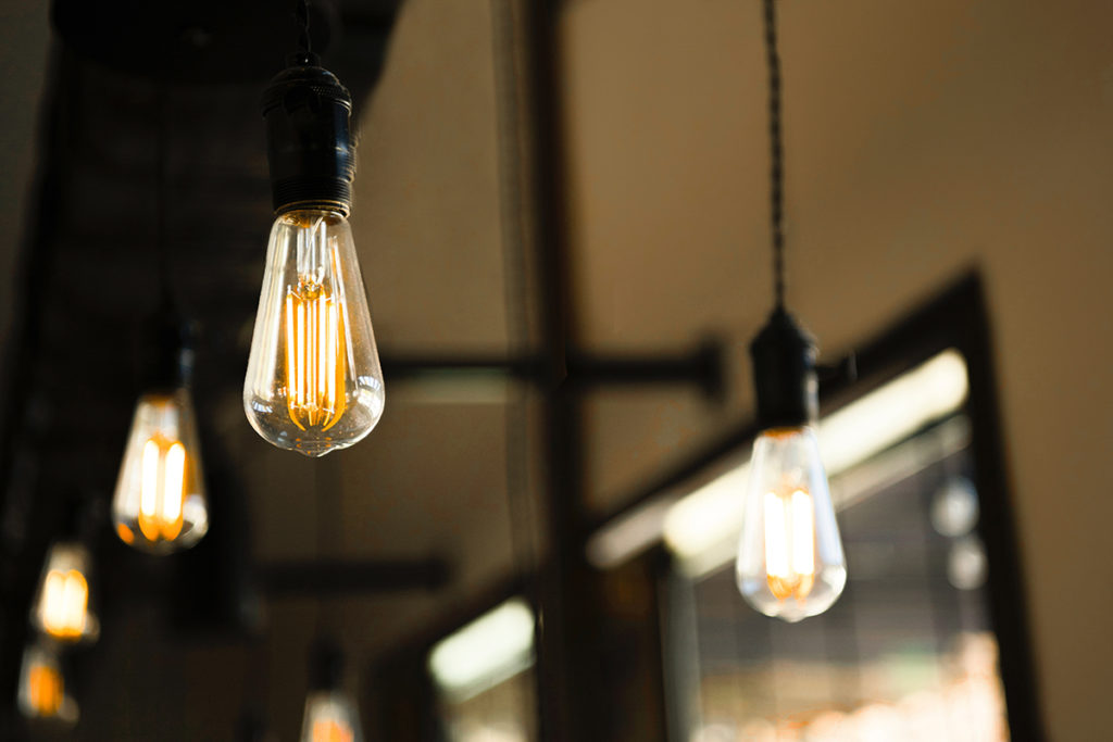 An image of lights hanging from the ceiling