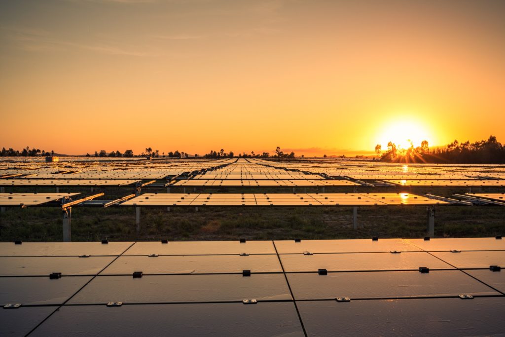 solar farm at sunset kidston orange sky