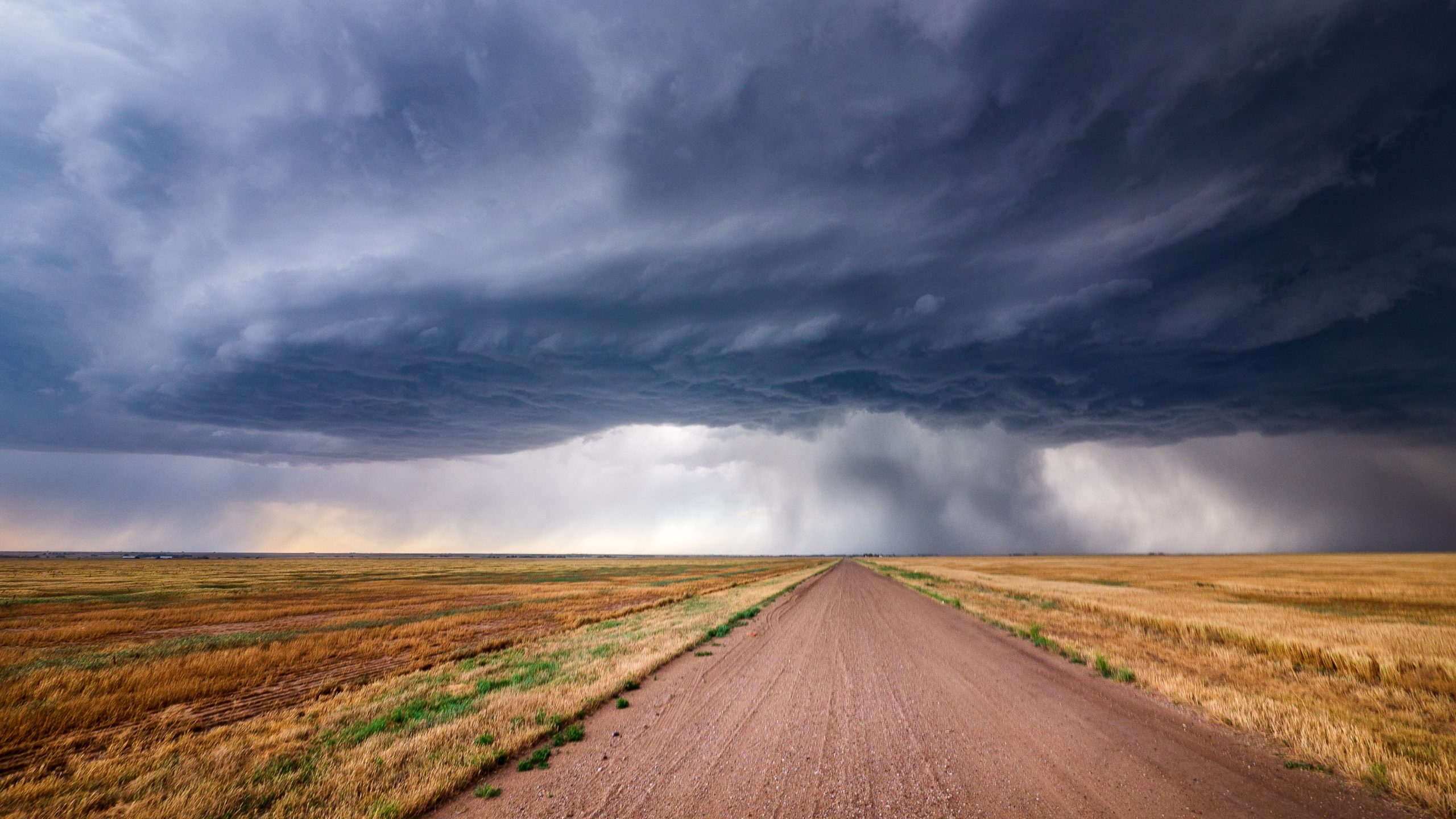 Storm over flat inland horizon