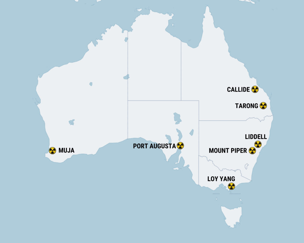 Map of proposed nuclear locations